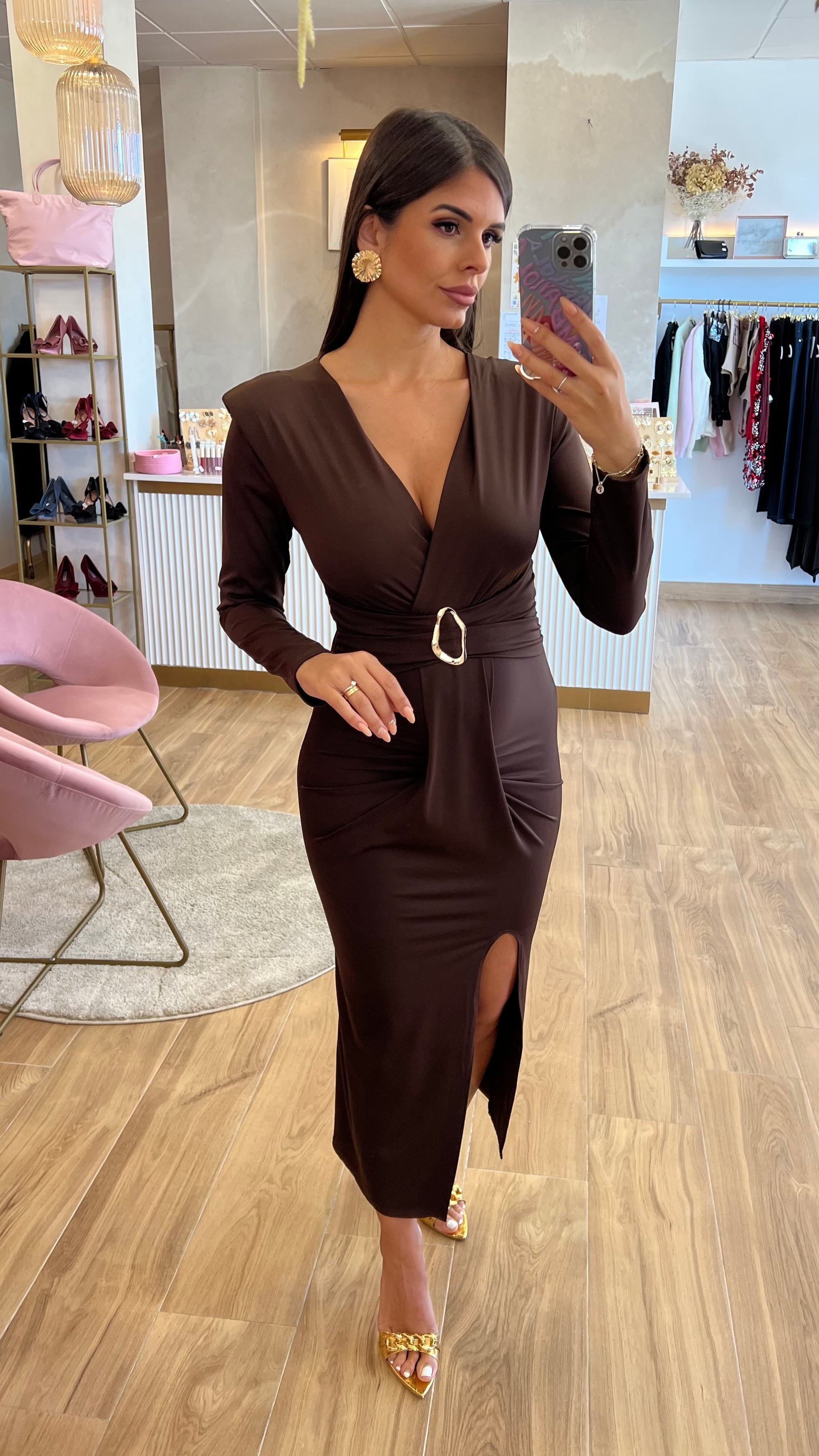 Vestido Drapeado Chocolate