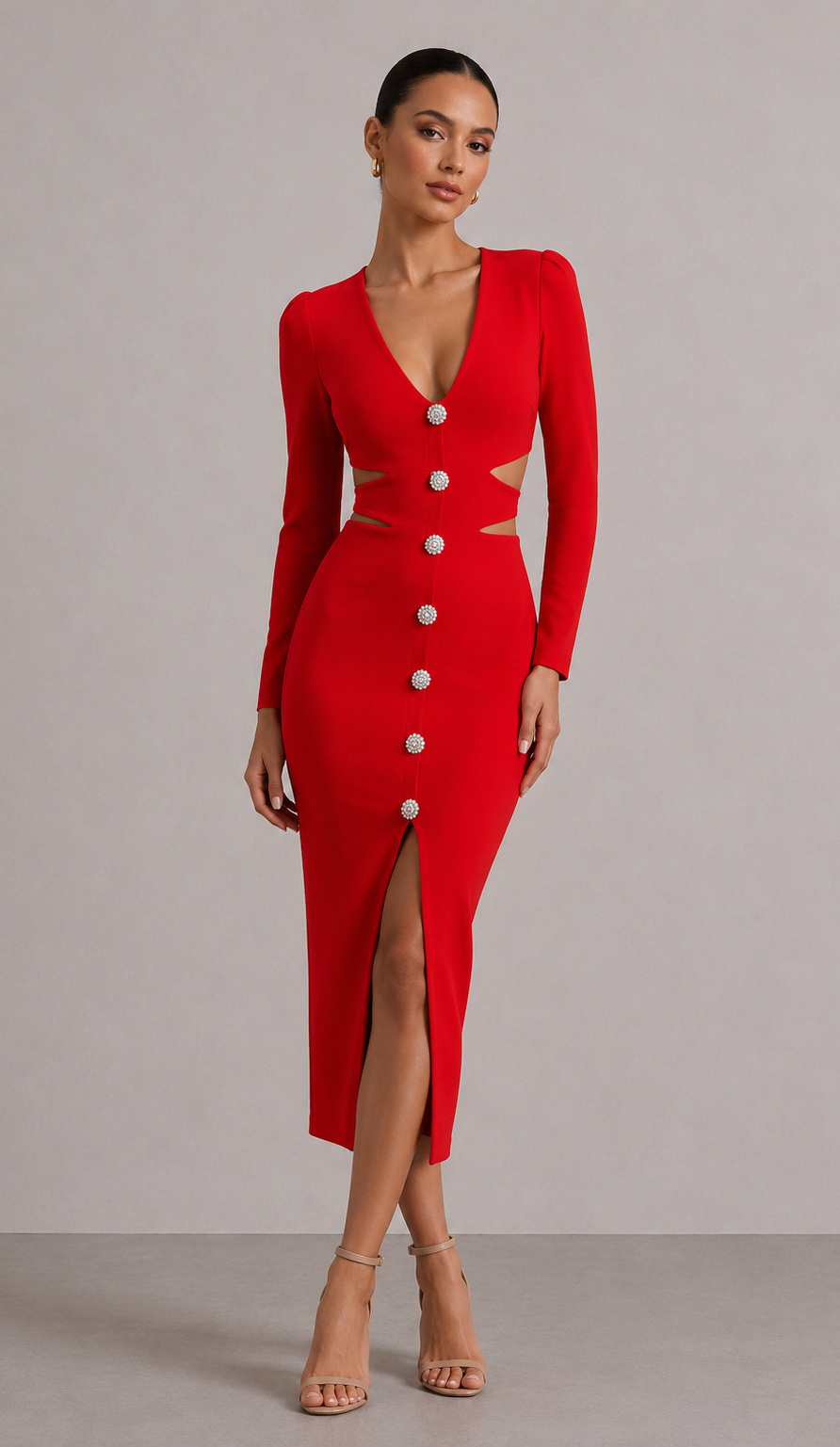 Vestido Bandage Blanca Deluxe Rojo