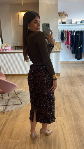 Falda Lentejuelas Marrón