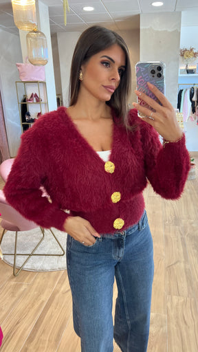 Rebeca Botones Oro Burdeos