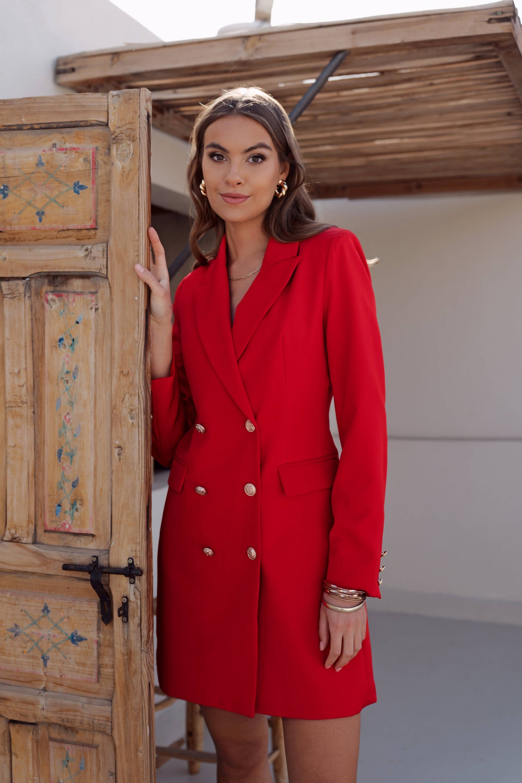 Vestido/Blazer Doble Botonadura Roja