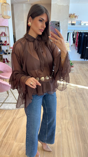 Blusa Volante Chocolate
