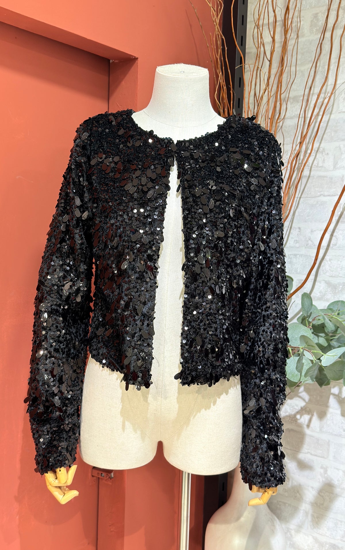 Chaqueta/Top Lentejuelas Reversible Negra