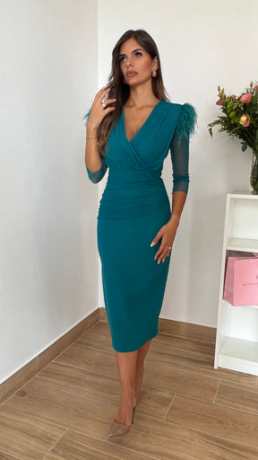 Vestido Leonor Escote V Océano “Made in Spain”