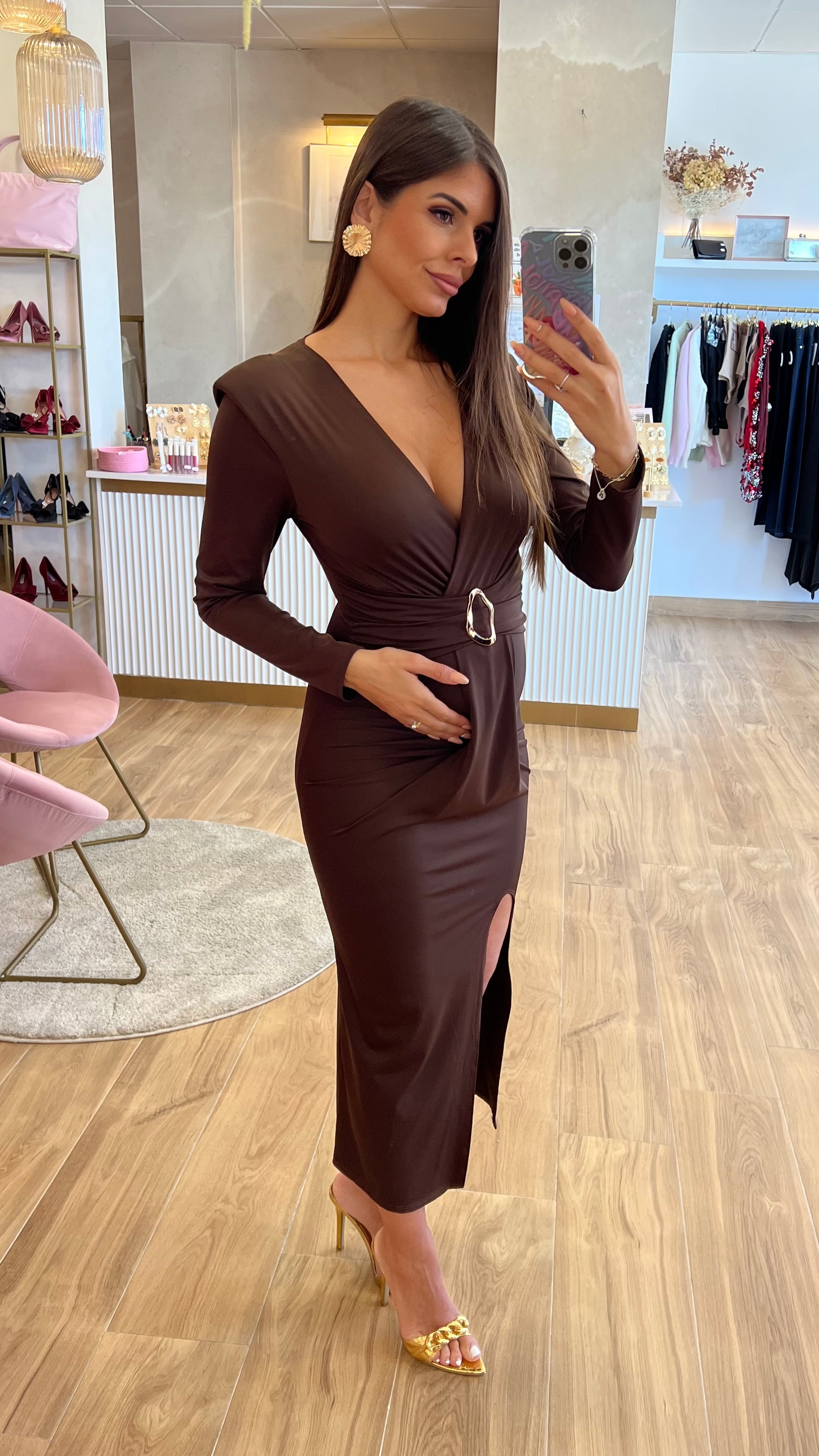 Vestido Drapeado Chocolate