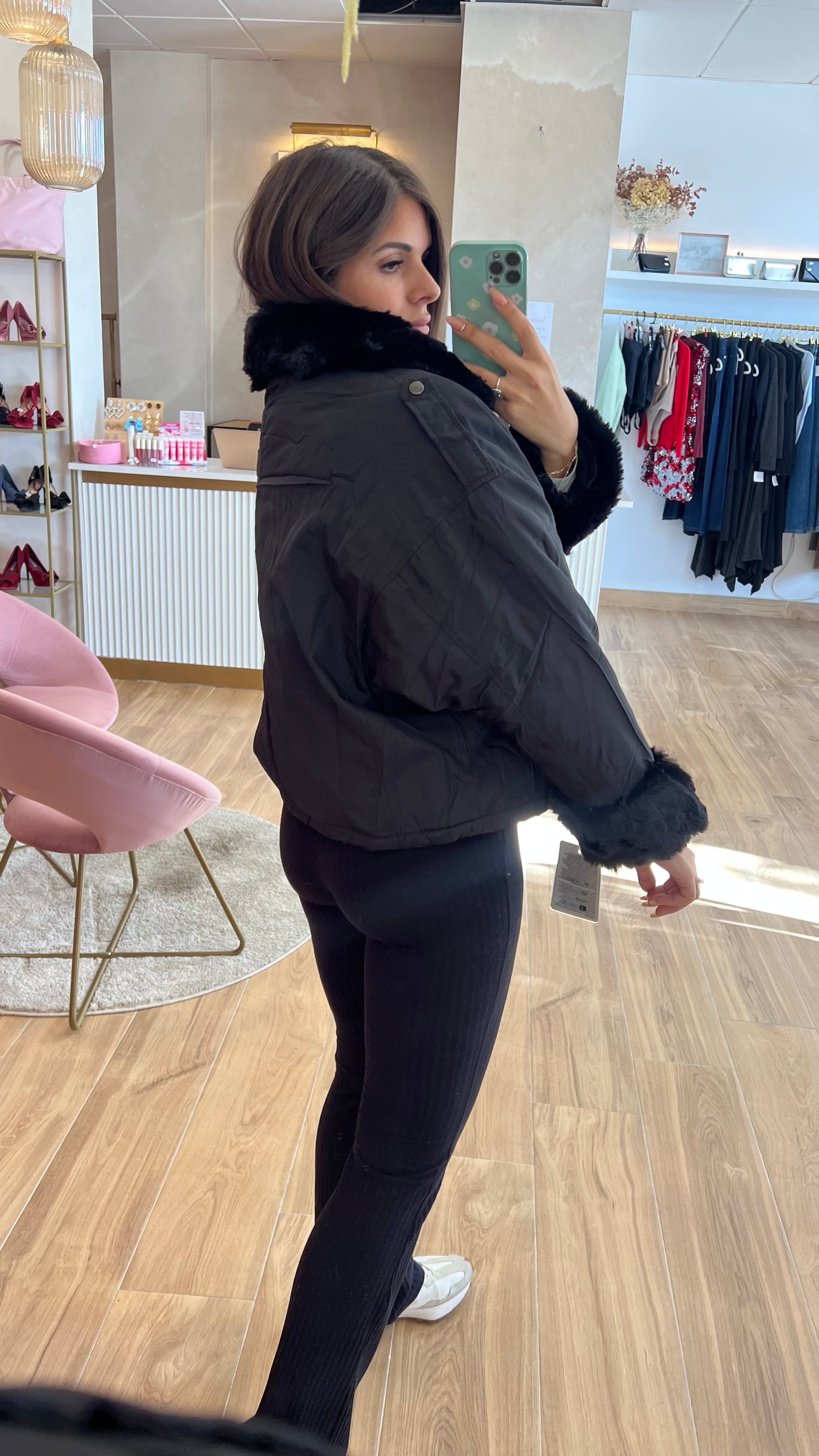 Chaqueta Acolchada Forro Borreguito - Negro Premium