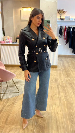 Chaqueta Abotonadura Efecto Piel