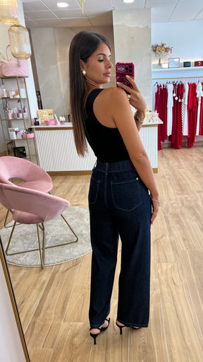 Pantalón Fluido Efecto Denim