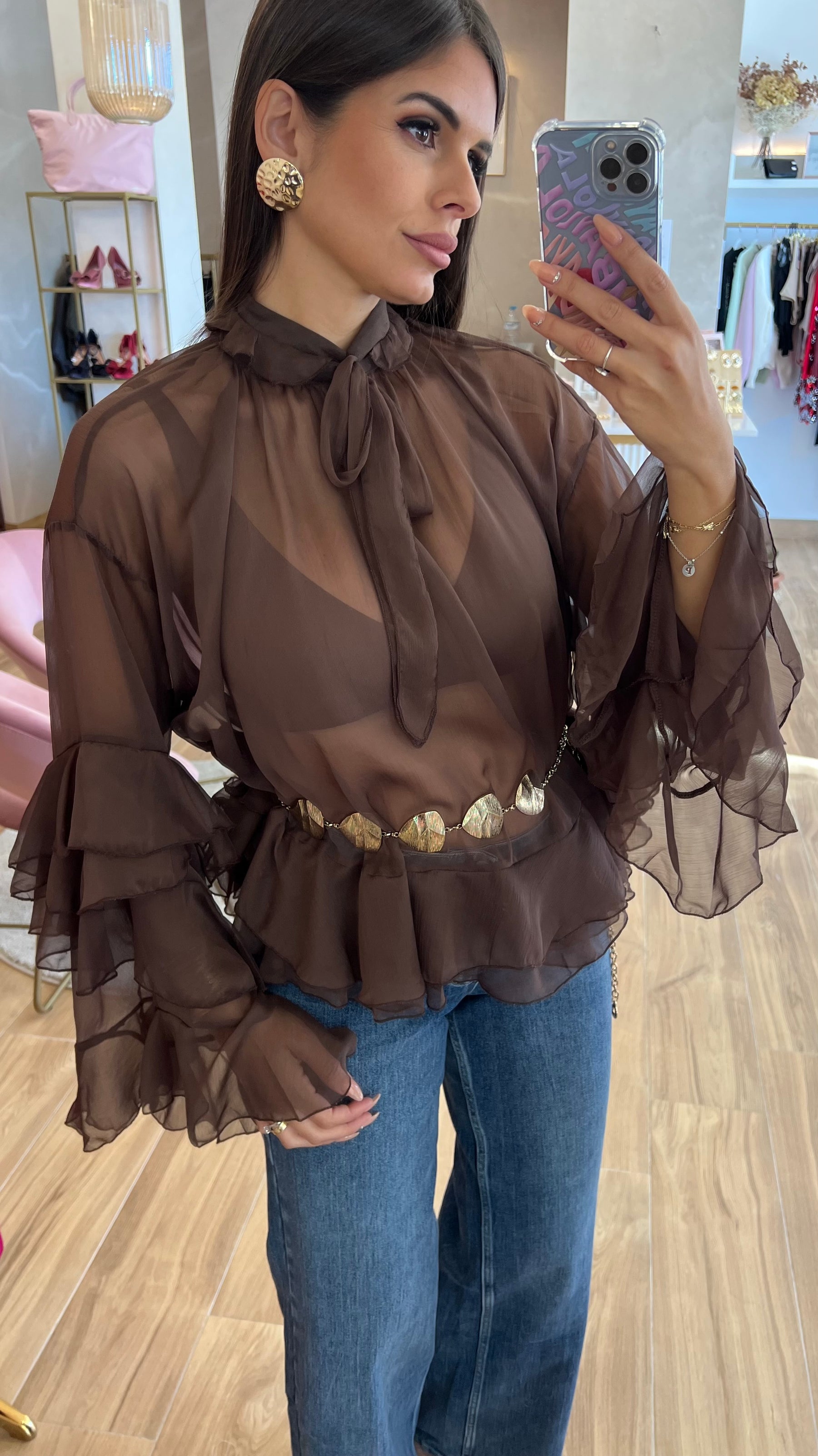 Blusa Volante Chocolate