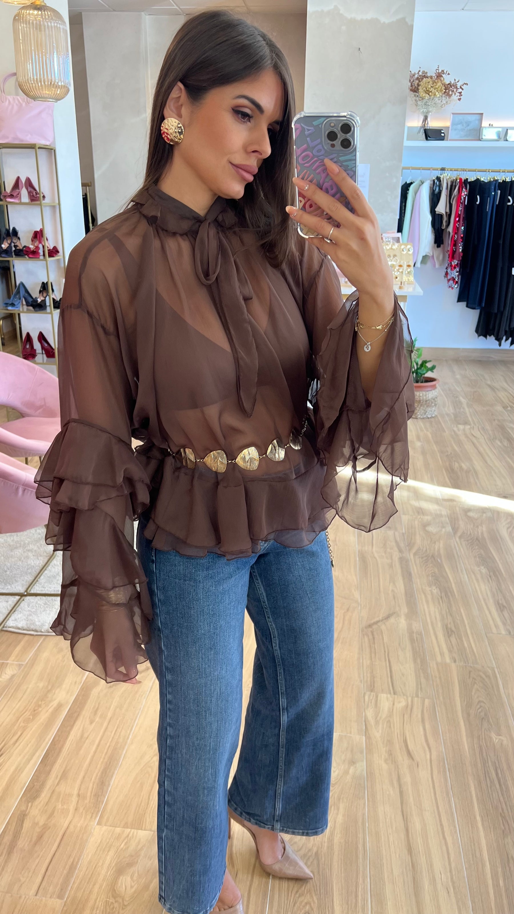 Blusa Volante Chocolate