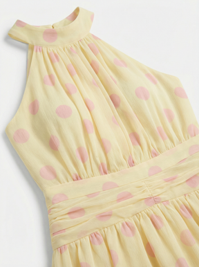 Vestido Amarillo Lunar Rosa