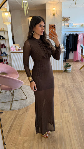 Vestido Gema Brilli Marrón Chocolate