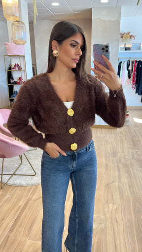 Rebeca Botones Oro Marrón