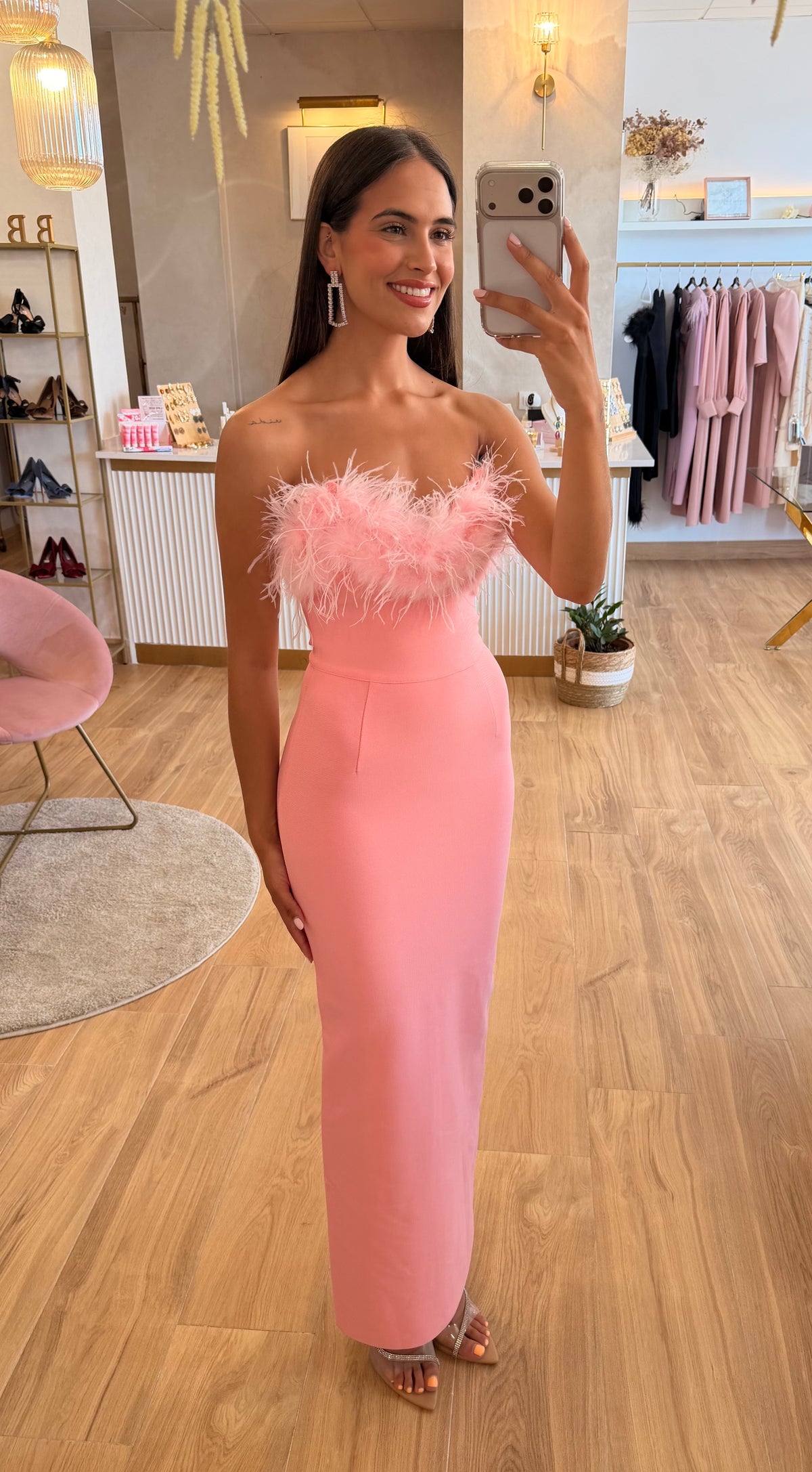 Vestido Bandage Silvia Plumas Rosa