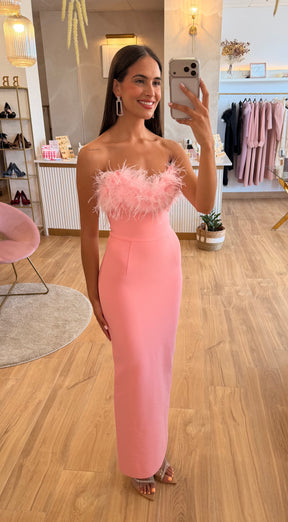 Vestido Bandage Silvia Plumas Rosa