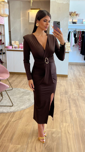 Vestido Drapeado Chocolate