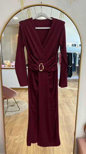 Vestido Drapeado Burdeos