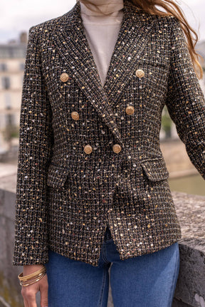 Chaqueta Blazer Negra Tweed