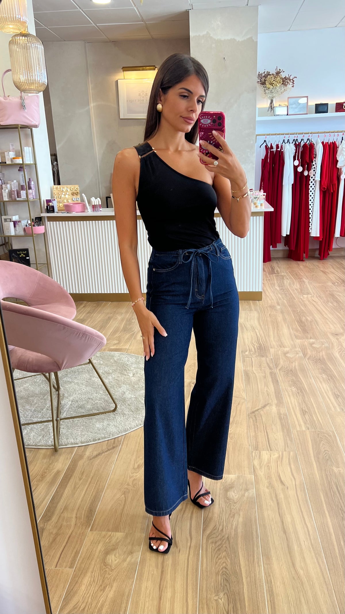 Pantalón Fluido Efecto Denim