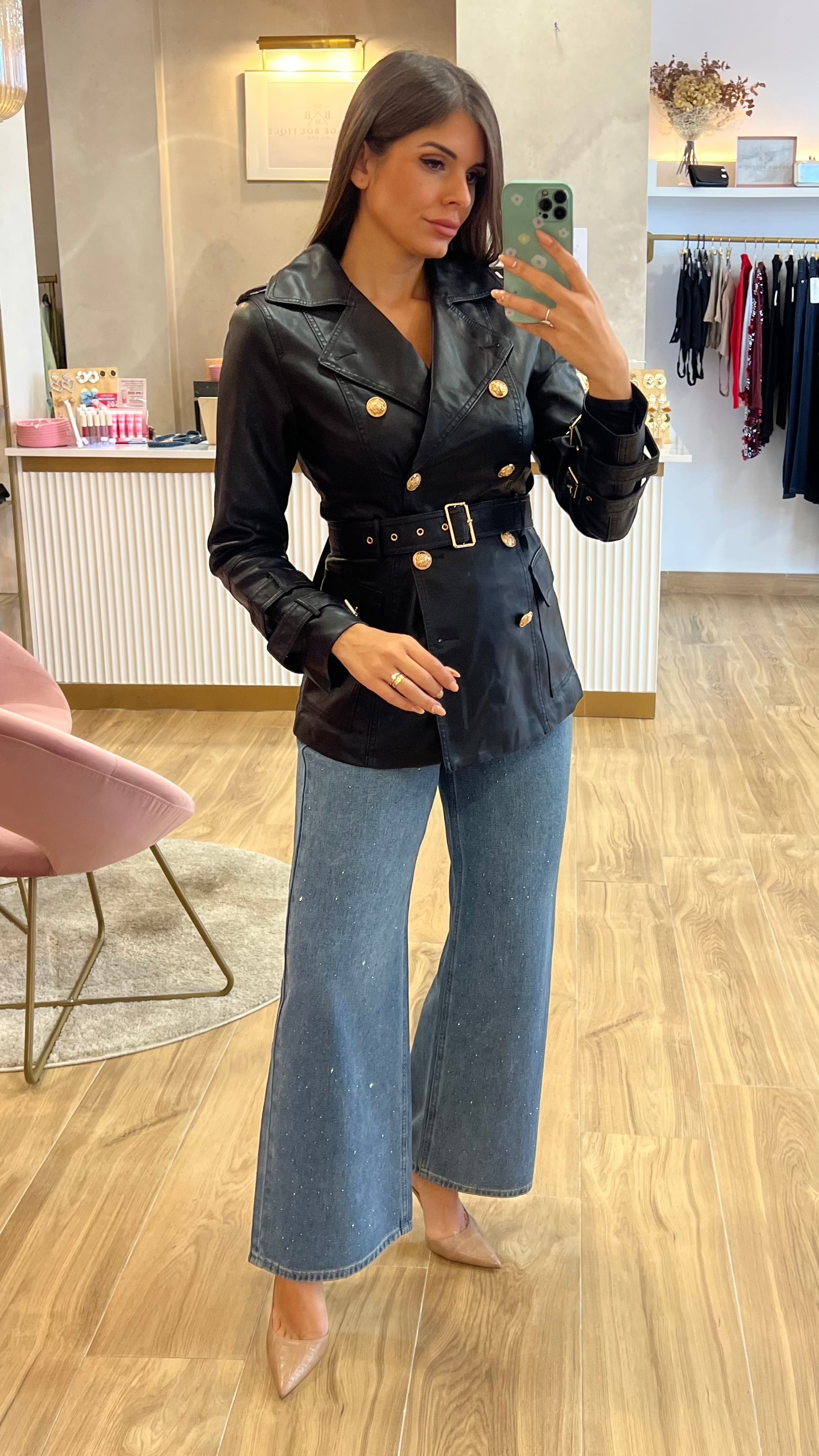 Chaqueta Abotonadura Efecto Piel