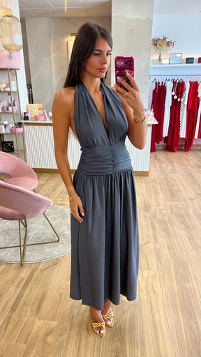 Vestido Halter Gris Oscuro
