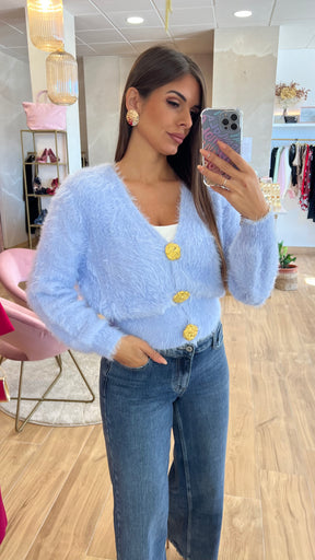 Rebeca Botones Oro Celeste