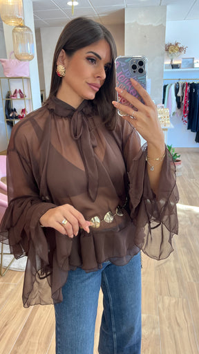 Blusa Volante Chocolate