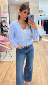 Rebeca Botones Oro Celeste