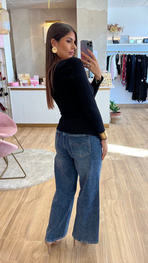 Jersey Cruzado Detalle Oro Negro