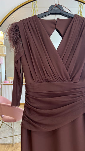 Vestido Leonor Escote V Chocolate “Made in Spain”