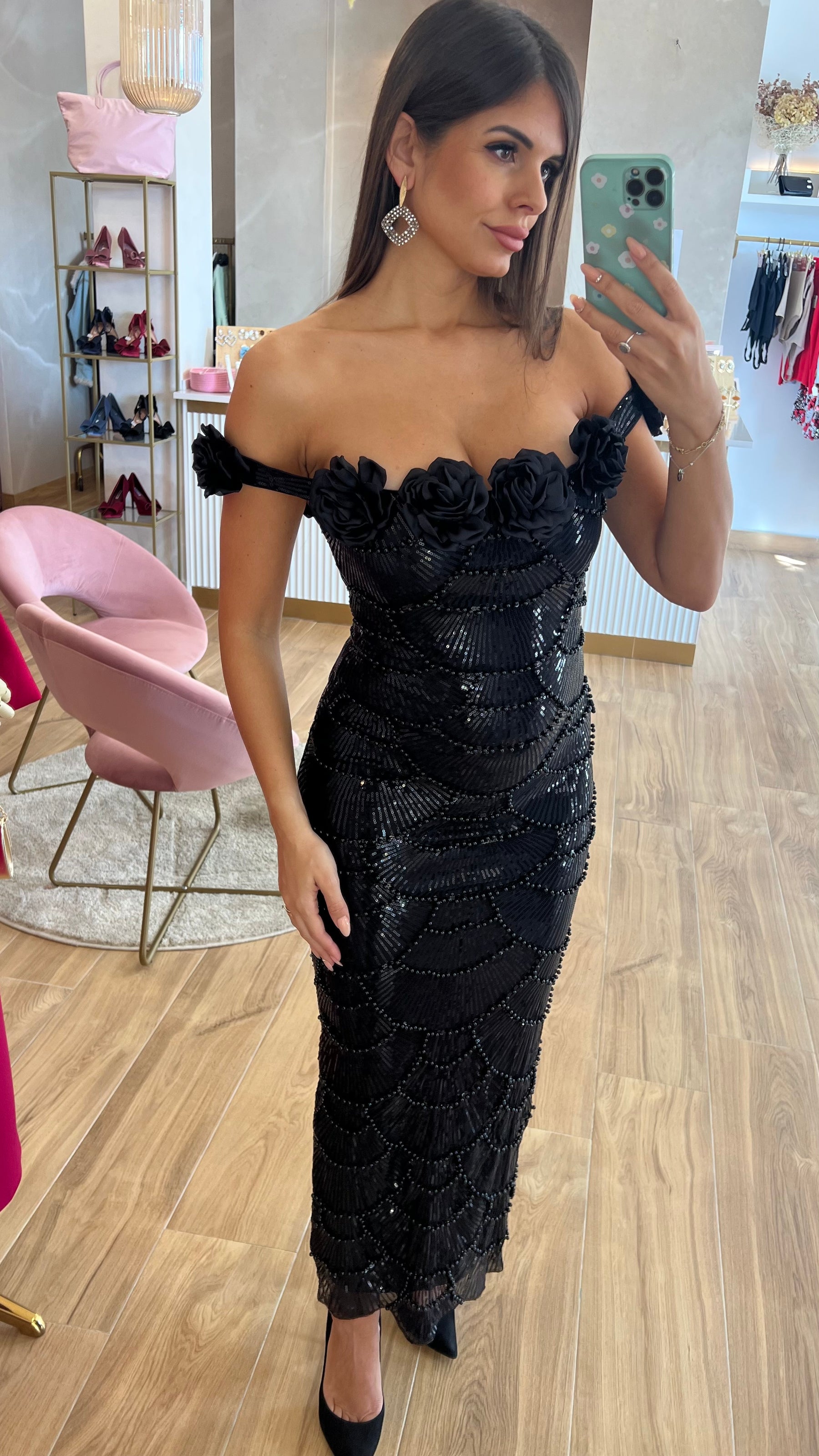 Vestido Ébano Rosas