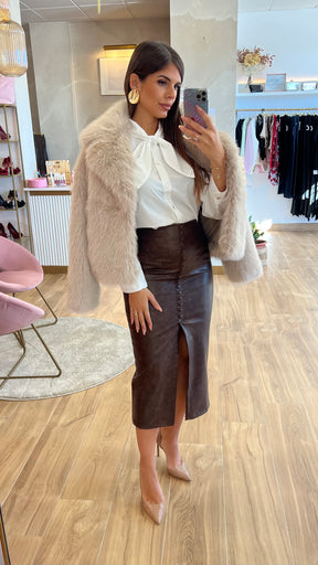 Falda Ecopiel Abotonada