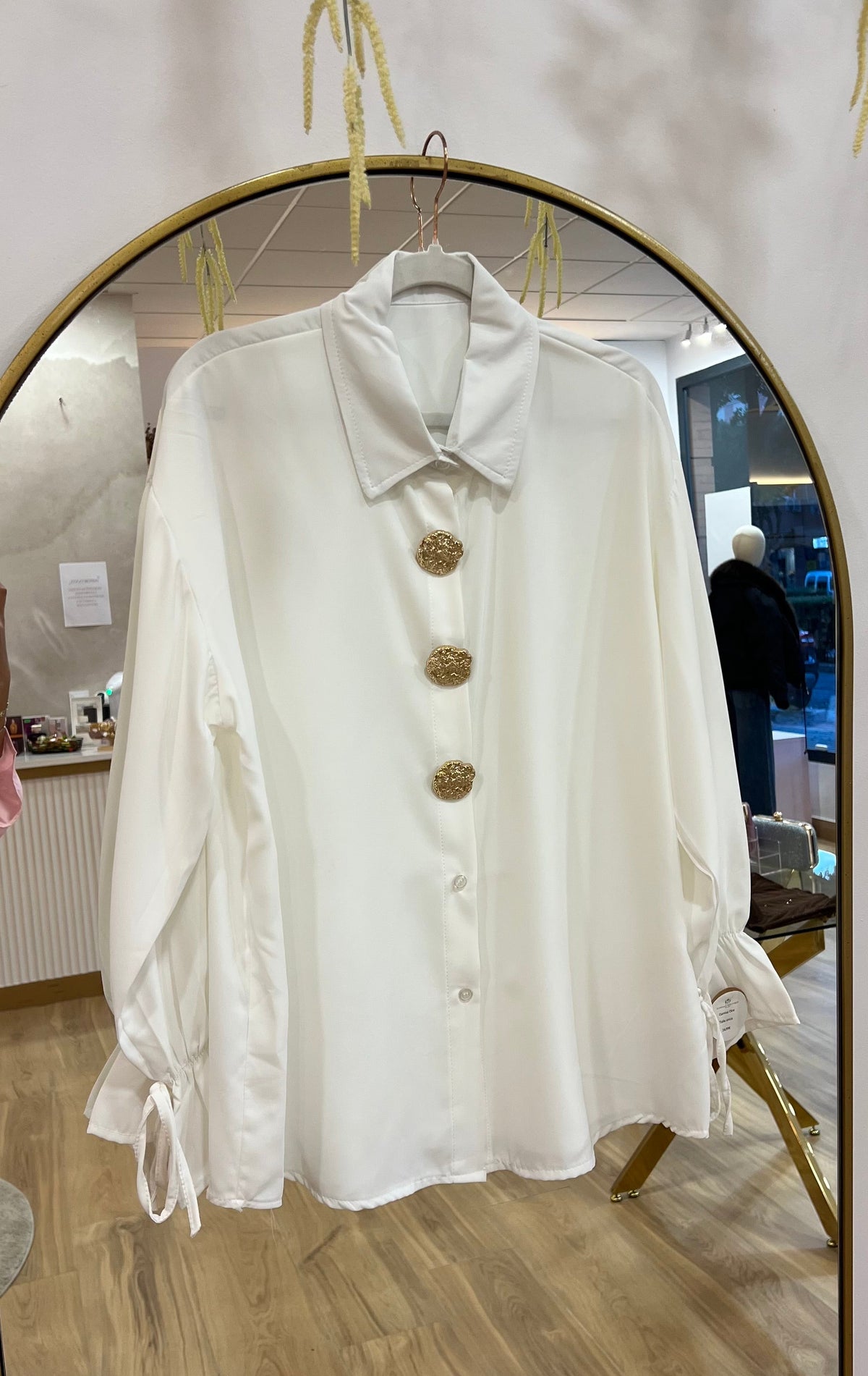 Camisa Botones Oro Blanca