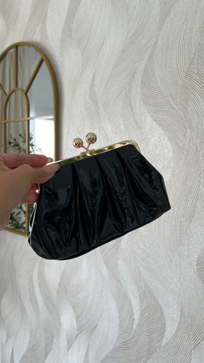 Clutch Negro Efecto Piel