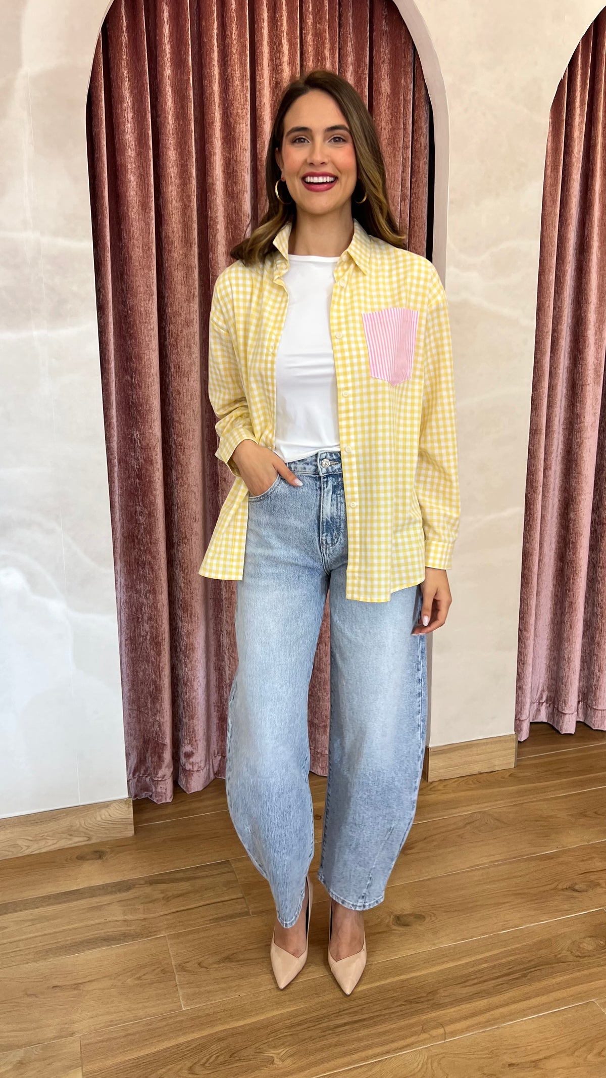 Camisa Bolsillo Amarilla