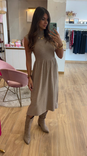 Vestido Punto Canalé Topo