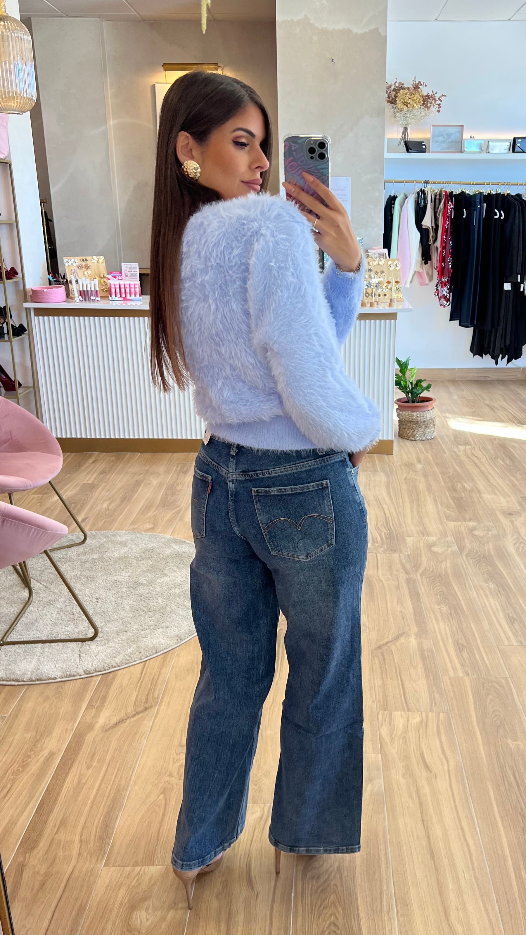 Rebeca Botones Oro Celeste