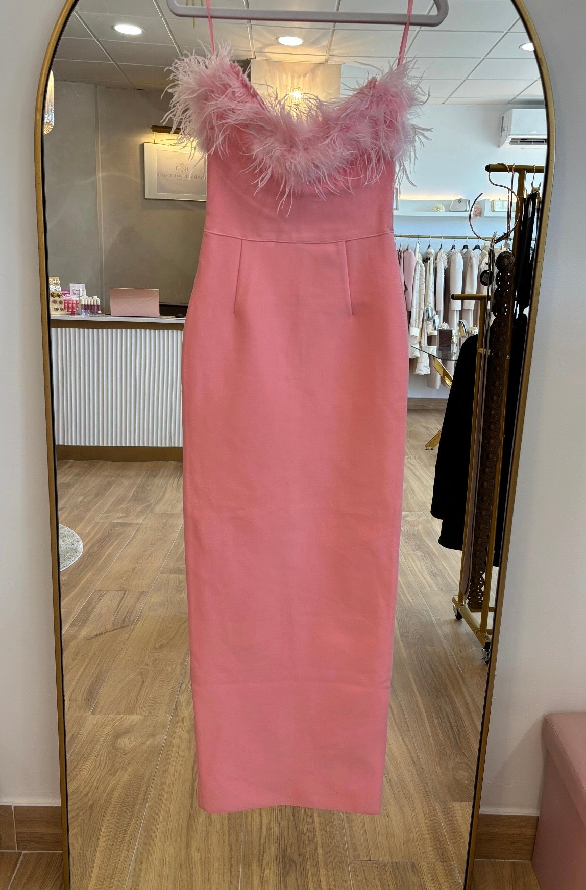 Vestido Bandage Silvia Plumas Rosa