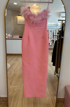 Vestido Bandage Silvia Plumas Rosa