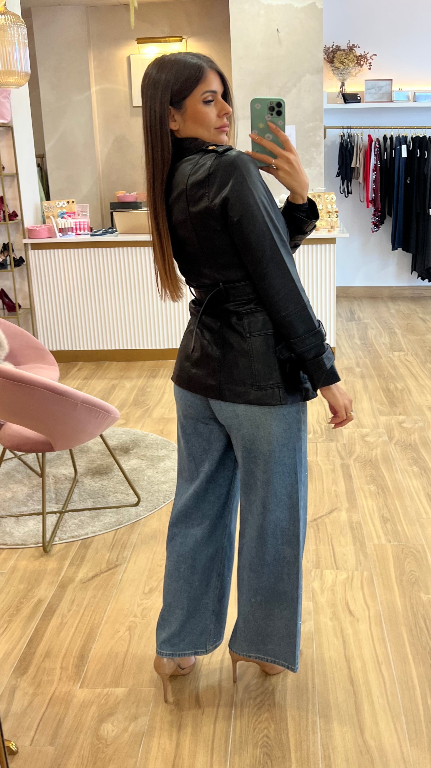 Chaqueta Abotonadura Efecto Piel