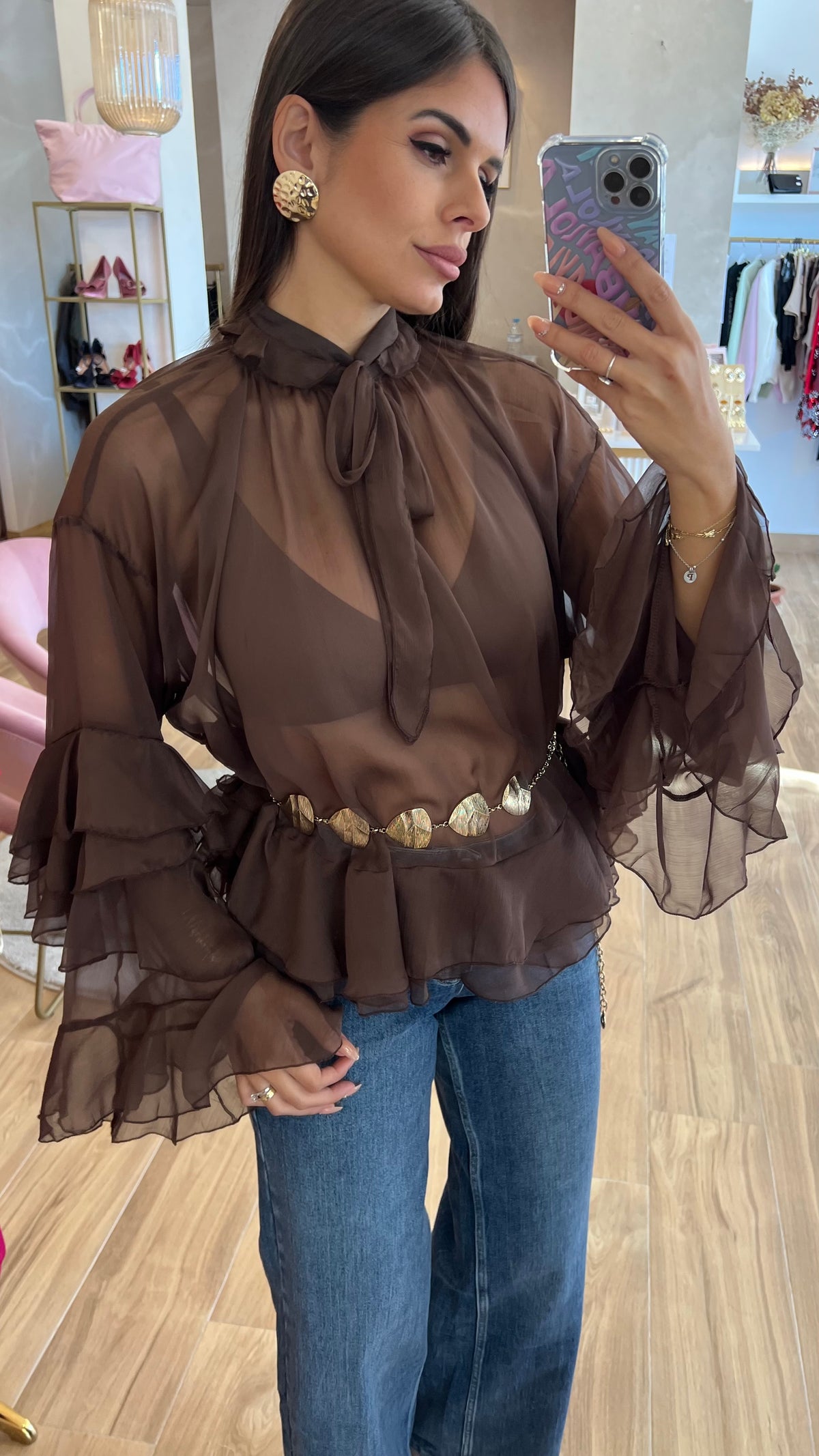 Blusa Volante Chocolate