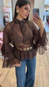 Blusa Volante Chocolate