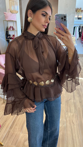 Blusa Volante Chocolate