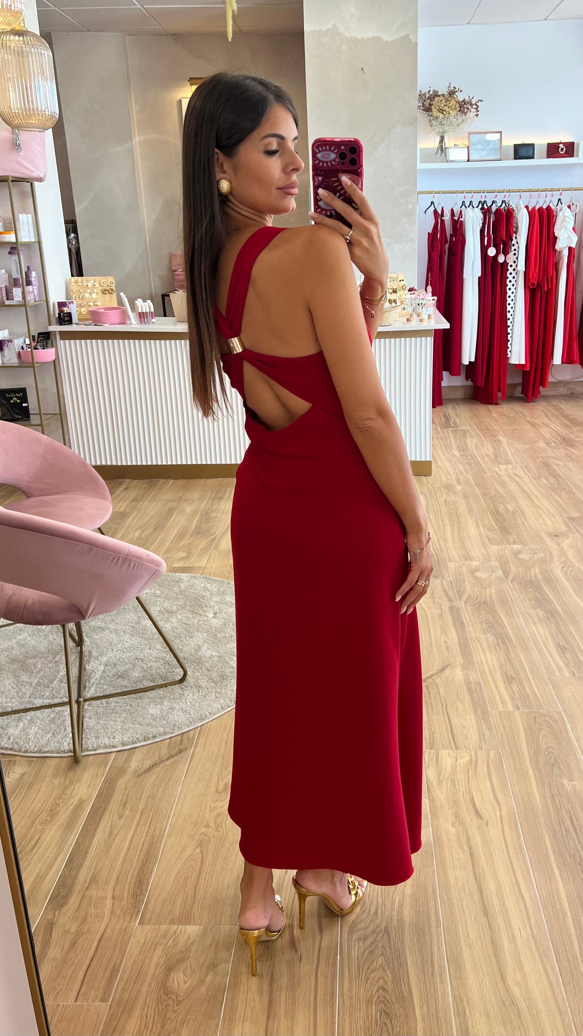 Vestido Rojo Aplique