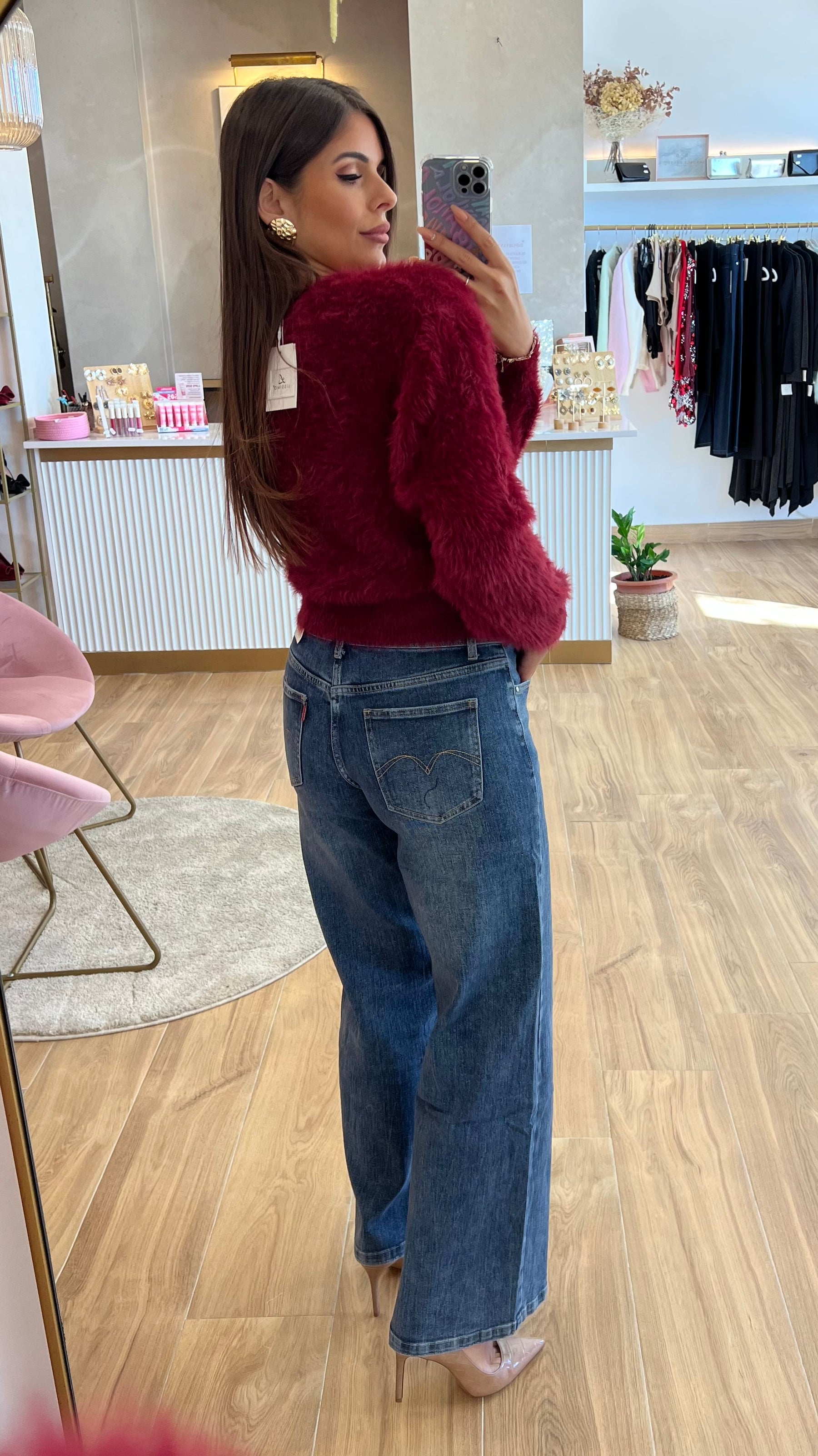 Rebeca Botones Oro Burdeos