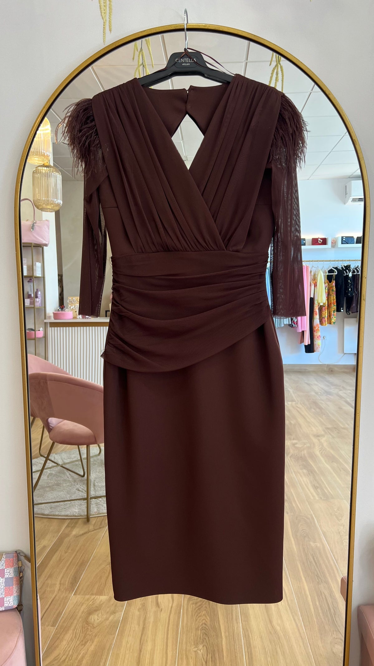 Vestido Leonor Escote V Chocolate “Made in Spain”