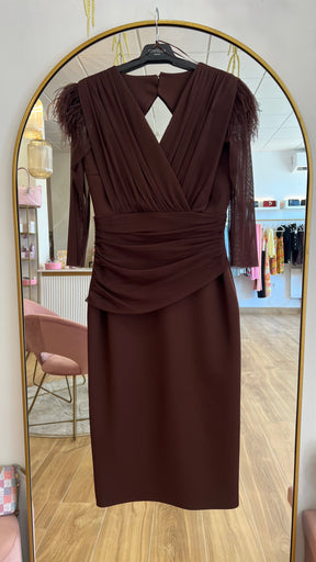 Vestido Leonor Escote V Chocolate “Made in Spain”