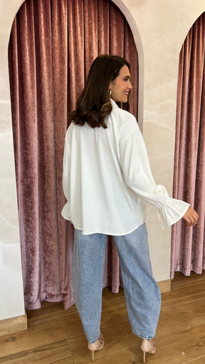 Camisa Botones Oro Blanca