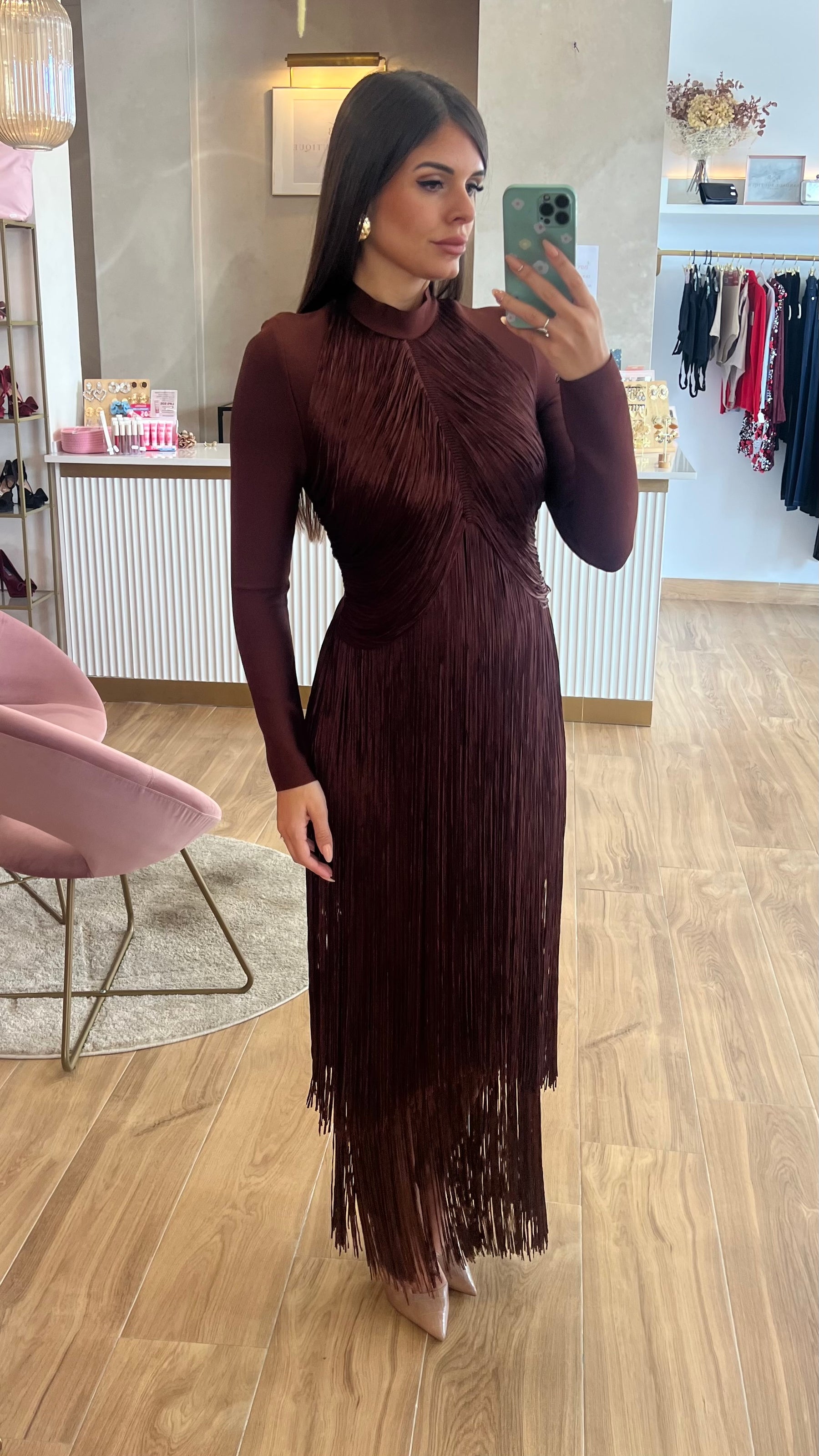 Vestido Bandage Flecos Chocolate