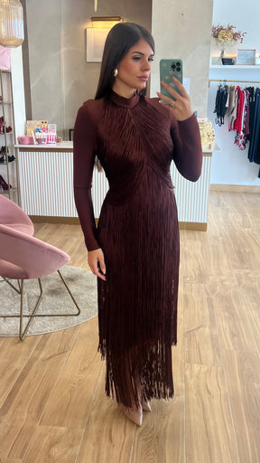 Vestido Bandage Flecos Chocolate